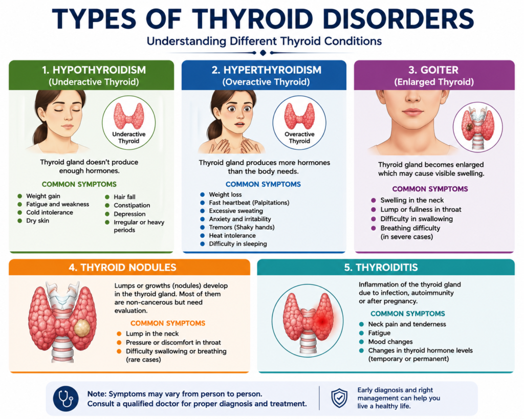 Types of Thyroid Disorders - Hypothyroidism Hyperthyroidism Goiter and Thyroid Nodules