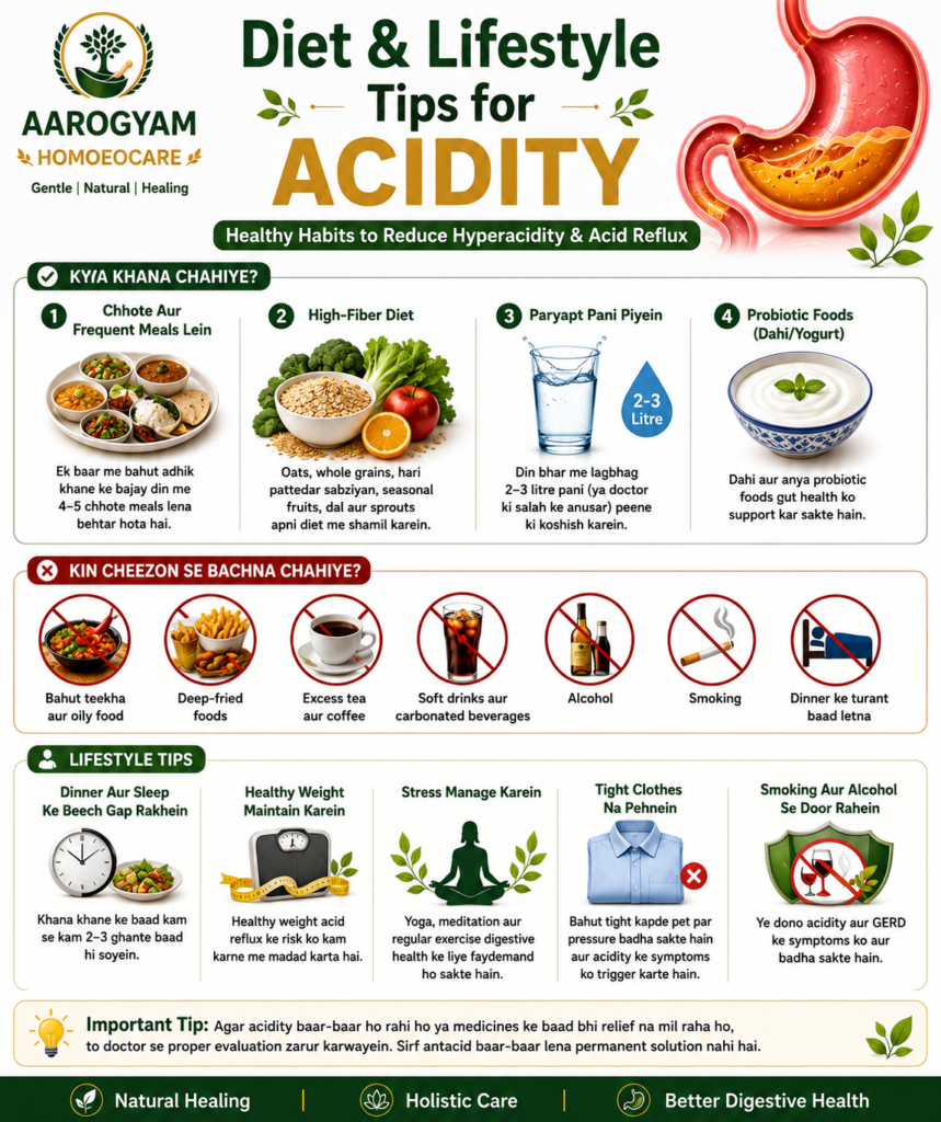 Diet and lifestyle tips for acidity including healthy meals hydration avoiding spicy food exercise and stress management