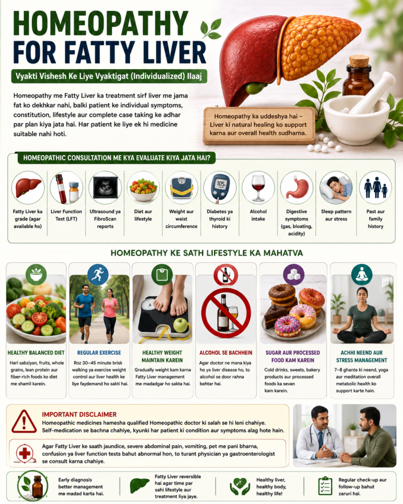 Homeopathic treatment for fatty liver with healthy diet exercise liver care and personalized consultation