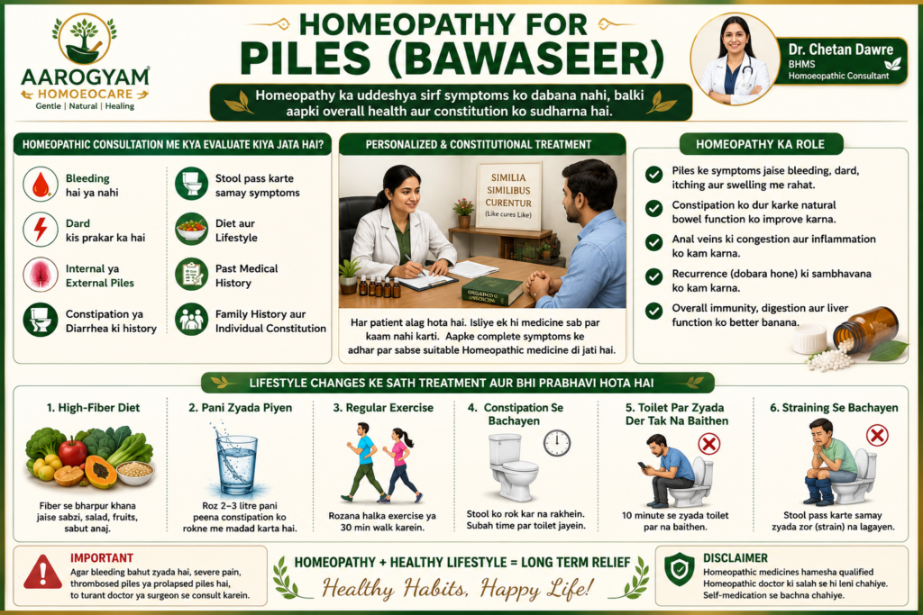 Homeopathic consultation for piles with personalized treatment and healthy lifestyle
