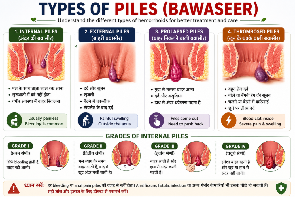 Types of Piles - Internal Piles External Piles Prolapsed and Thrombosed Hemorrhoids